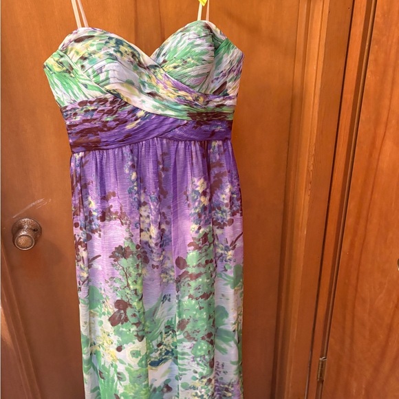 Aidan Mattox Dresses & Skirts - Aidan Mattox Purple Flowers Watercolor Dress Size 12 100% Silk